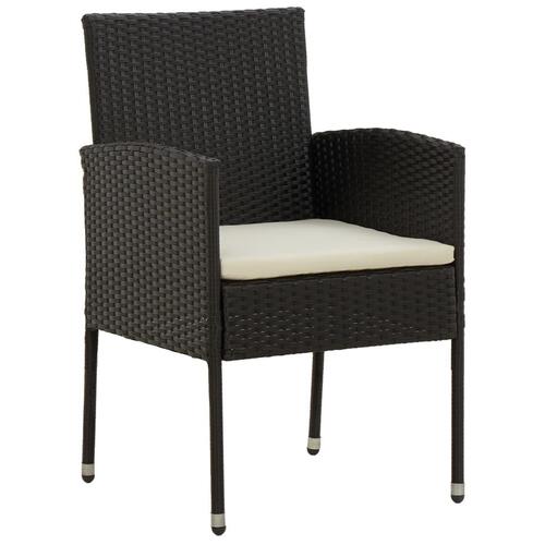 Udendørs spisebordssæt 7 dele polyrattan sort