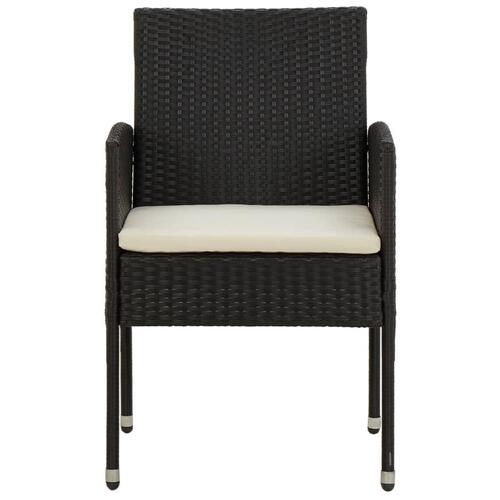 Udendørs spisebordssæt 7 dele polyrattan sort
