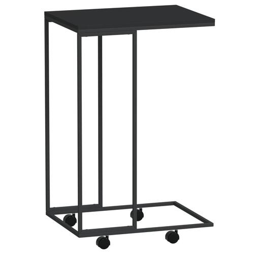 Sidebord med hjul 40x30x63,5 cm konstrueret træ sort
