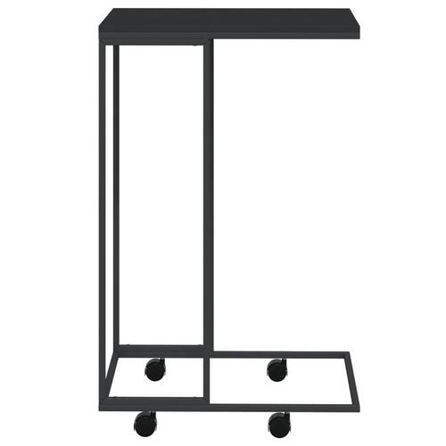 Sidebord med hjul 40x30x63,5 cm konstrueret træ sort