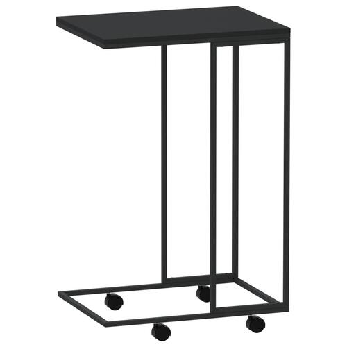 Sidebord med hjul 40x30x63,5 cm konstrueret træ sort