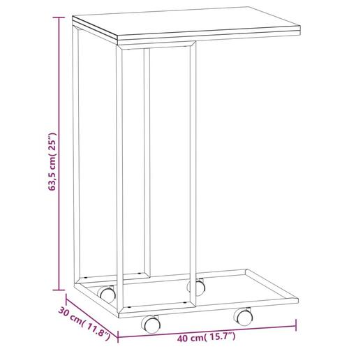 Sidebord med hjul 40x30x63,5 cm konstrueret træ hvid