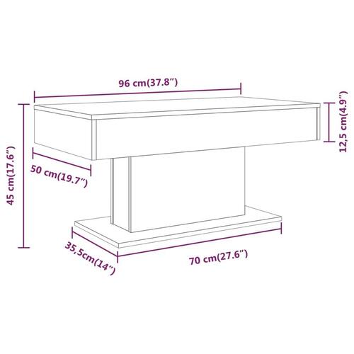 Sofabord 96x50x45 cm konstrueret træ brun egetræsfarve
