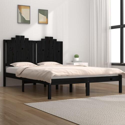 Sengeramme 140x190 cm massivt fyrretræ sort