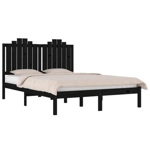 Sengeramme 140x190 cm massivt fyrretræ sort