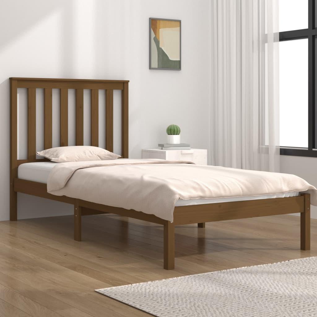 Sengeramme 75x190 cm Small Single massivt træ gyldenbrun