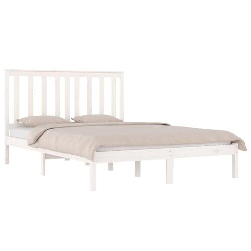Sengestel 135x190 cm Double massivt fyrretræ hvid