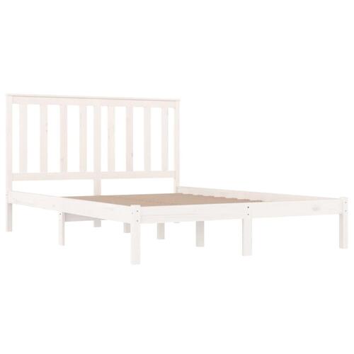 Sengestel 135x190 cm Double massivt fyrretræ hvid