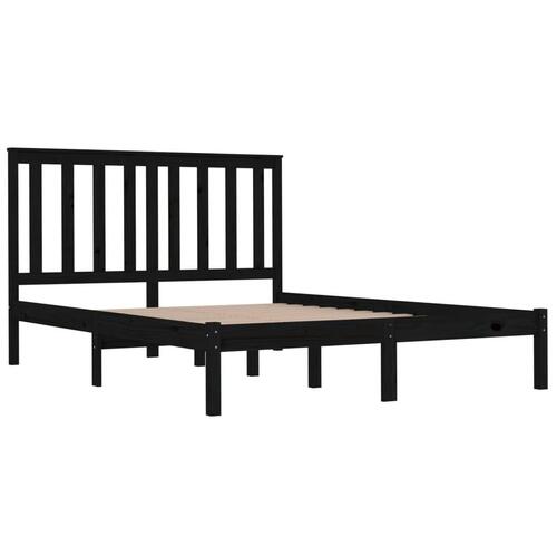 Sengeramme 135x190 cm Double massivt fyrretræ sort