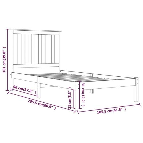 Sengeramme 100x200 cm massivt fyrretræ