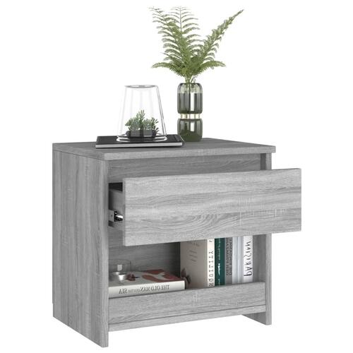 Sengeborde 2 stk. 40x30x39 cm konstrueret træ grå sonoma-eg