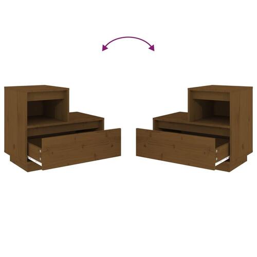 Sengeborde 2 stk. 60x34x51 cm massivt fyrretræ gyldenbrun