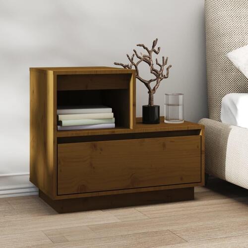Sengeborde 2 stk. 60x34x51 cm massivt fyrretræ gyldenbrun