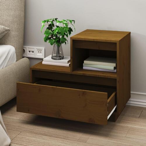 Sengeborde 2 stk. 60x34x51 cm massivt fyrretræ gyldenbrun