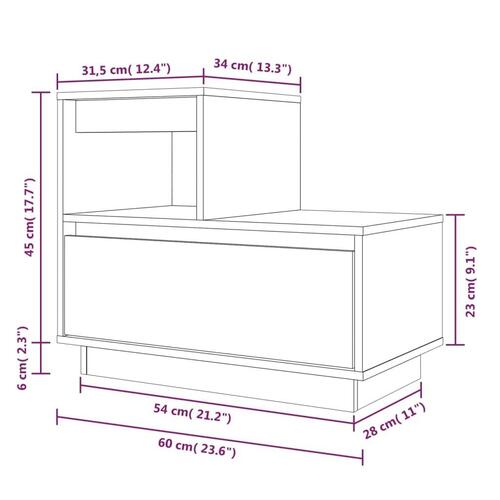 Sengeborde 2 stk. 60x34x51 cm massivt fyrretræ gyldenbrun