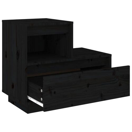 Sengebord 60x34x51 cm massivt fyrretræ sort