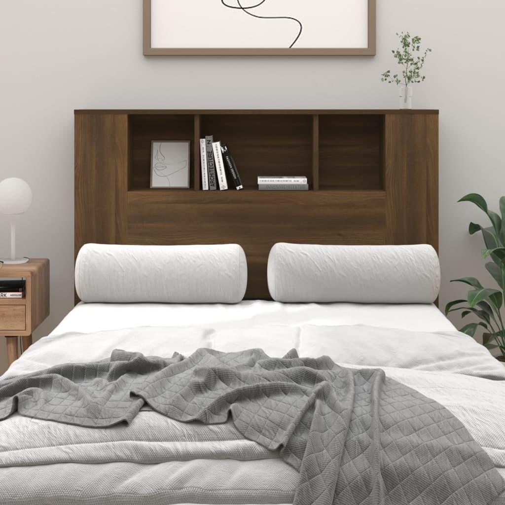 Sengegavl med opbevaring 120x18,5x102,5 cm brun egetræsfarve