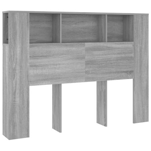 Sengegavl med opbevaring 140x18,5x104,5 cm grå sonoma-eg