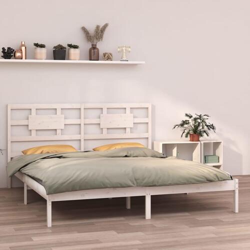 Sengestel 180x200 cm Super King massivt fyrretræ hvid
