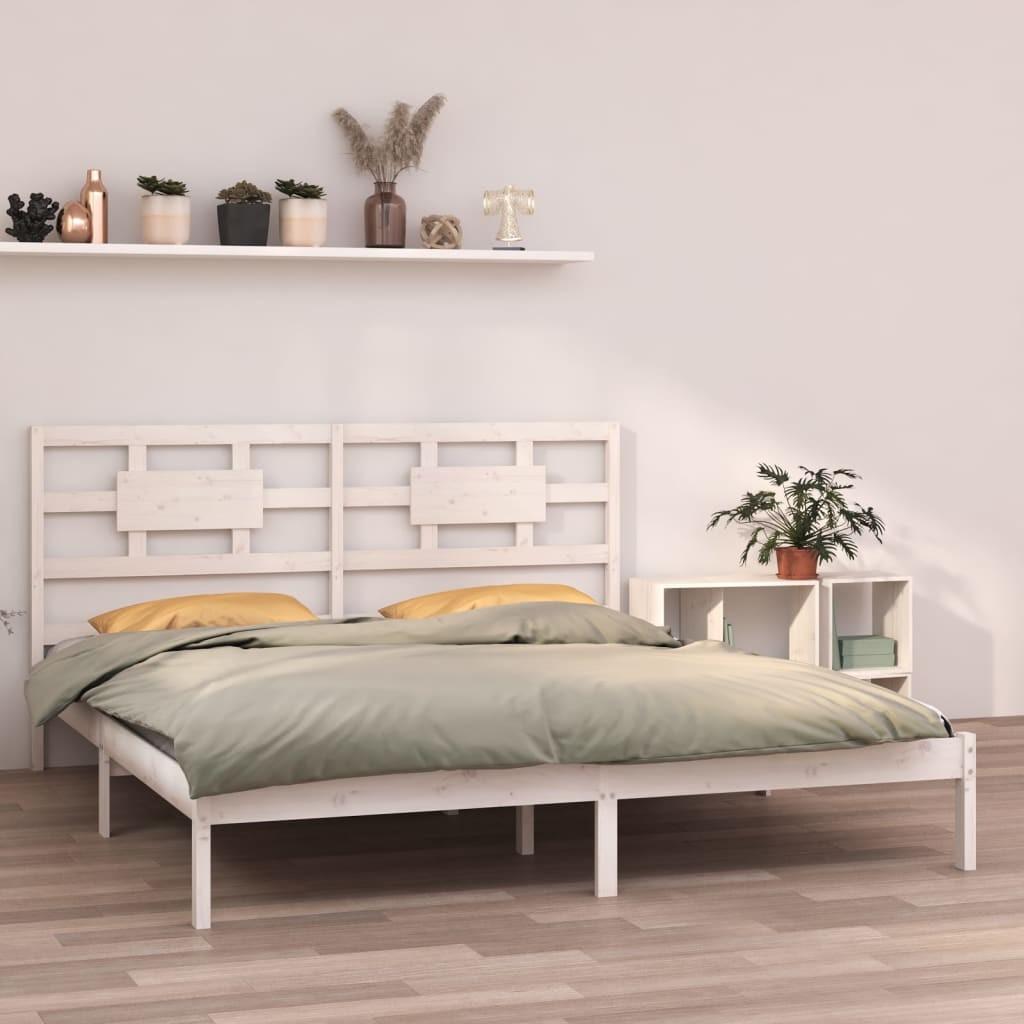 Sengestel 180x200 cm Super King massivt fyrretræ hvid