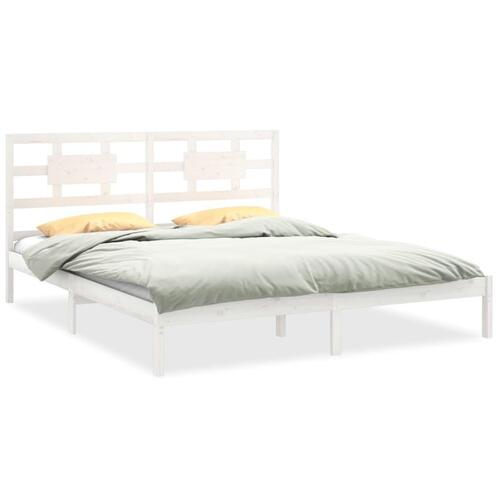 Sengestel 180x200 cm Super King massivt fyrretræ hvid