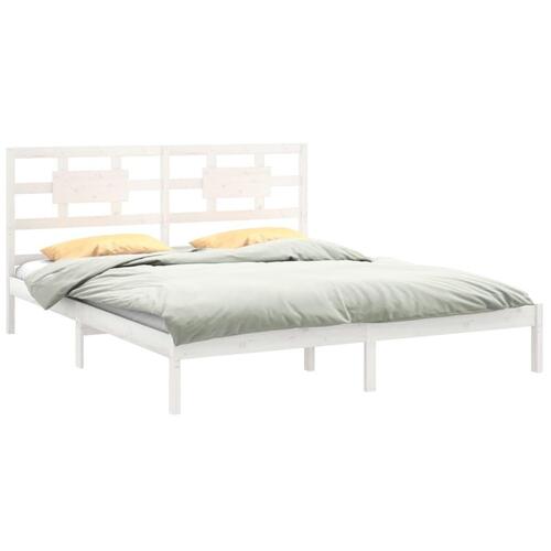 Sengestel 180x200 cm Super King massivt fyrretræ hvid