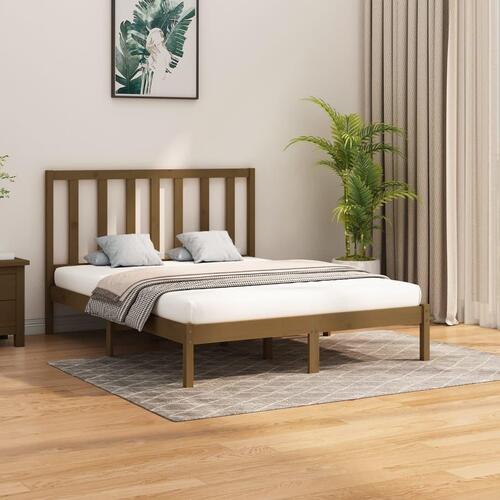 Sengeramme 150x200 cm King Size massivt træ gyldenbrun
