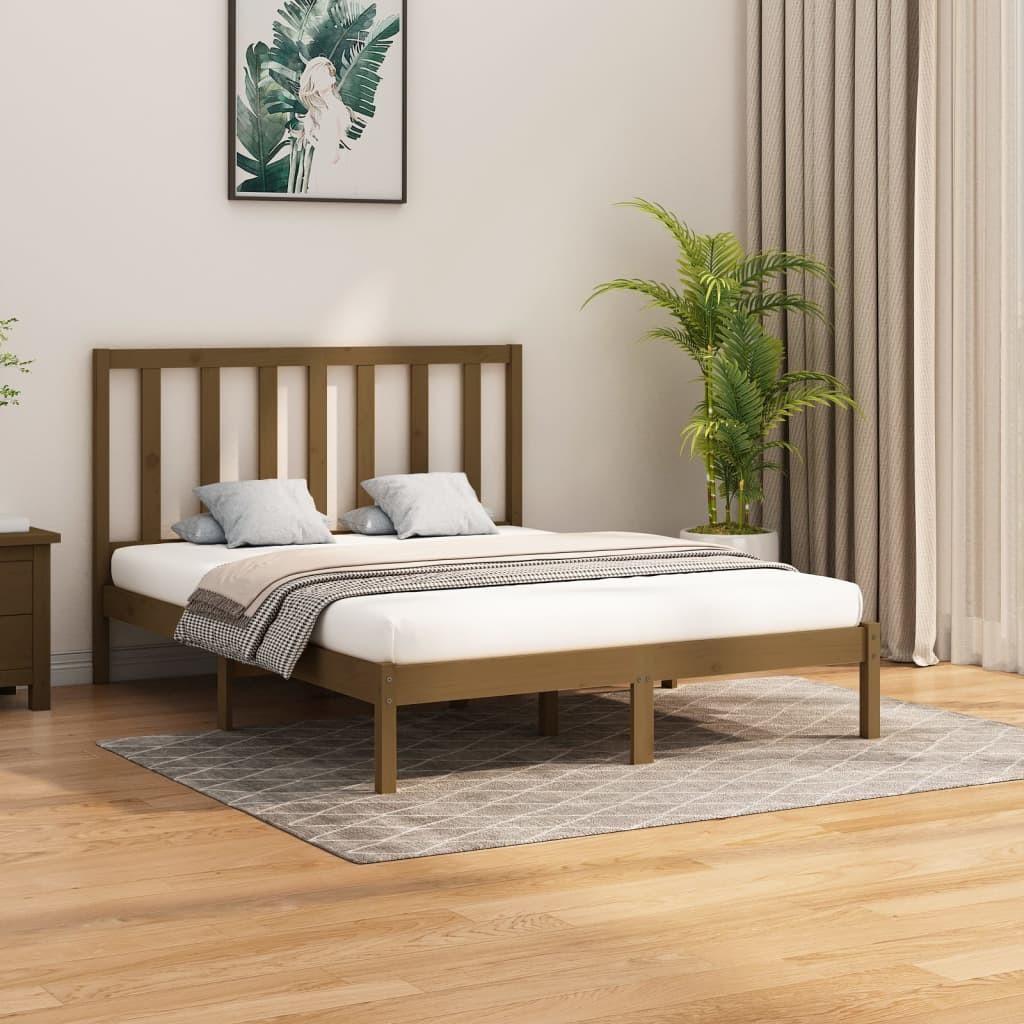 Sengeramme 150x200 cm King Size massivt træ gyldenbrun
