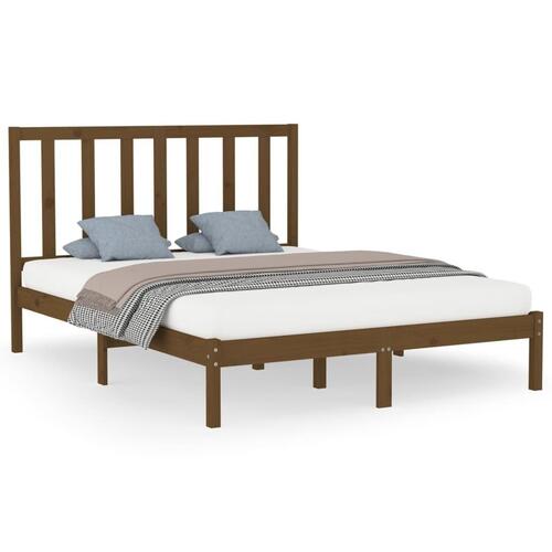 Sengeramme 150x200 cm King Size massivt træ gyldenbrun
