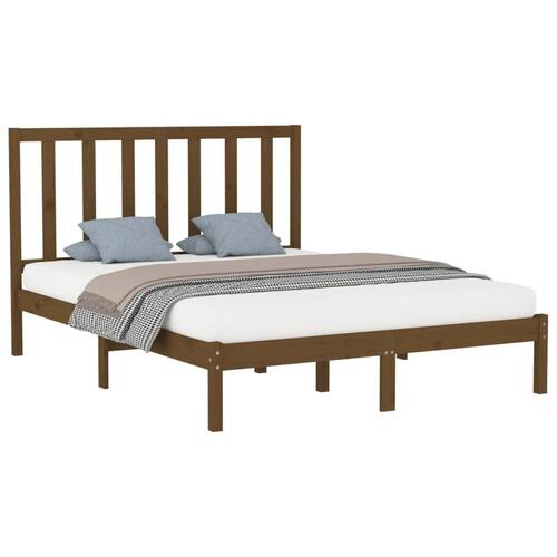Sengeramme 150x200 cm King Size massivt træ gyldenbrun
