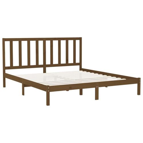Sengeramme 200x200 cm massivt træ gyldenbrun
