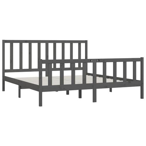 Sengeramme 200x200 cm massivt træ grå
