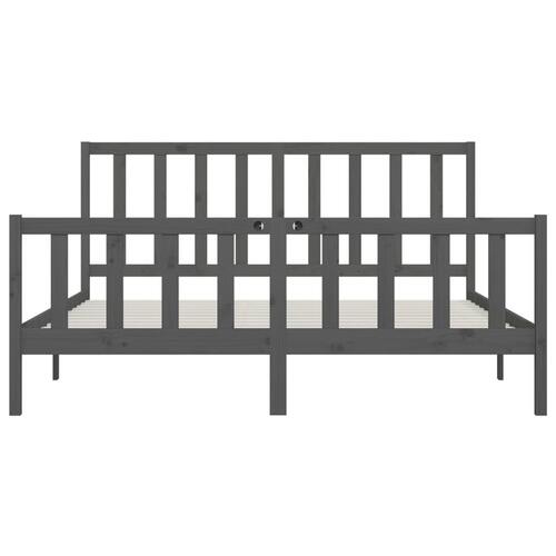 Sengeramme 200x200 cm massivt træ grå