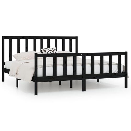 Sengeramme 200x200 cm massivt træ sort