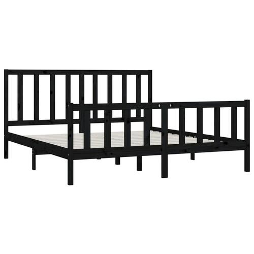 Sengeramme 200x200 cm massivt træ sort