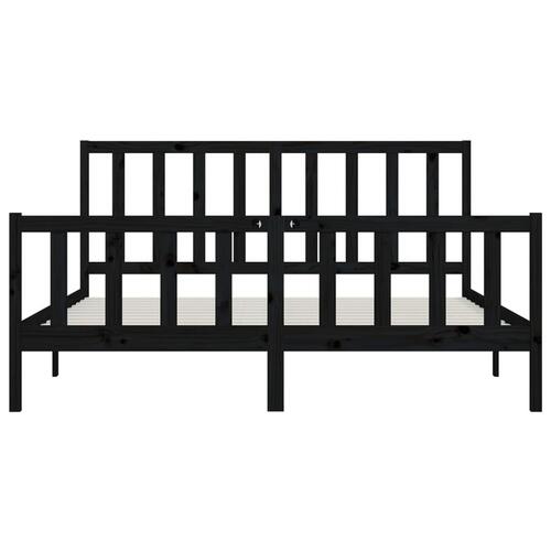 Sengeramme 200x200 cm massivt træ sort