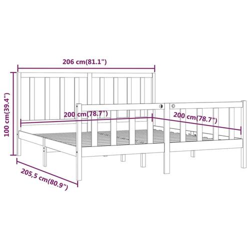 Sengeramme 200x200 cm massivt træ sort