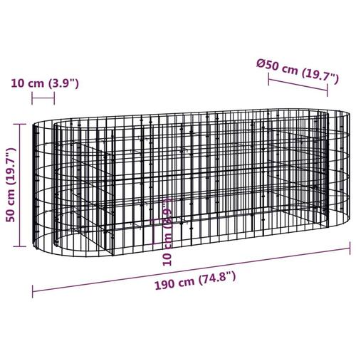 Gabion-højbed 190x50x50 cm galvaniseret jern