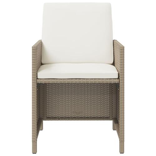 Spisebordssæt til haven 5 dele med hynder polyrattan beige