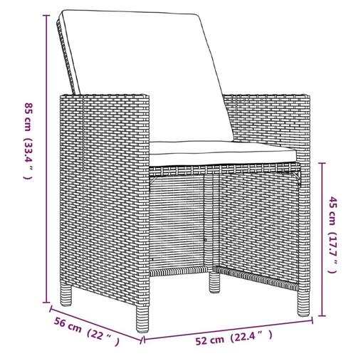 Spisebordssæt til haven 5 dele med hynder polyrattan beige