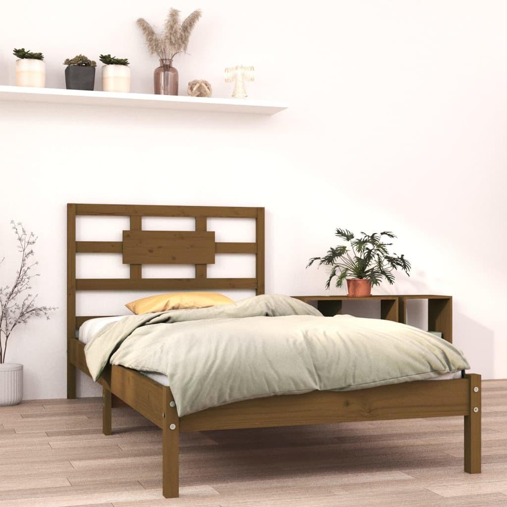 Sengeramme 100x200 cm massivt træ gyldenbrun
