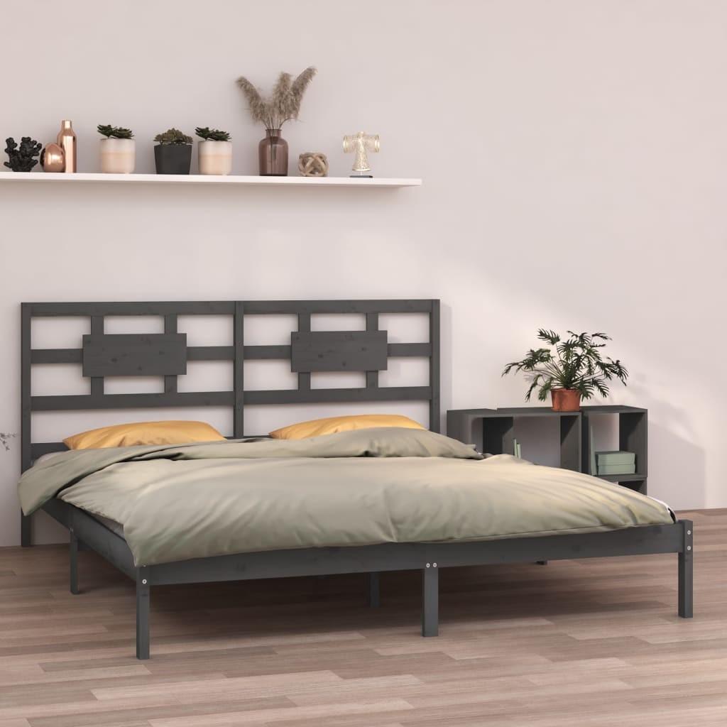 Sengeramme 200x200 cm massivt træ grå