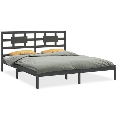 Sengeramme 200x200 cm massivt træ grå