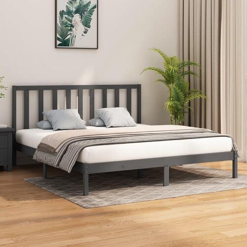Sengestel 180x200 cm Super King massivt fyrretræ grå