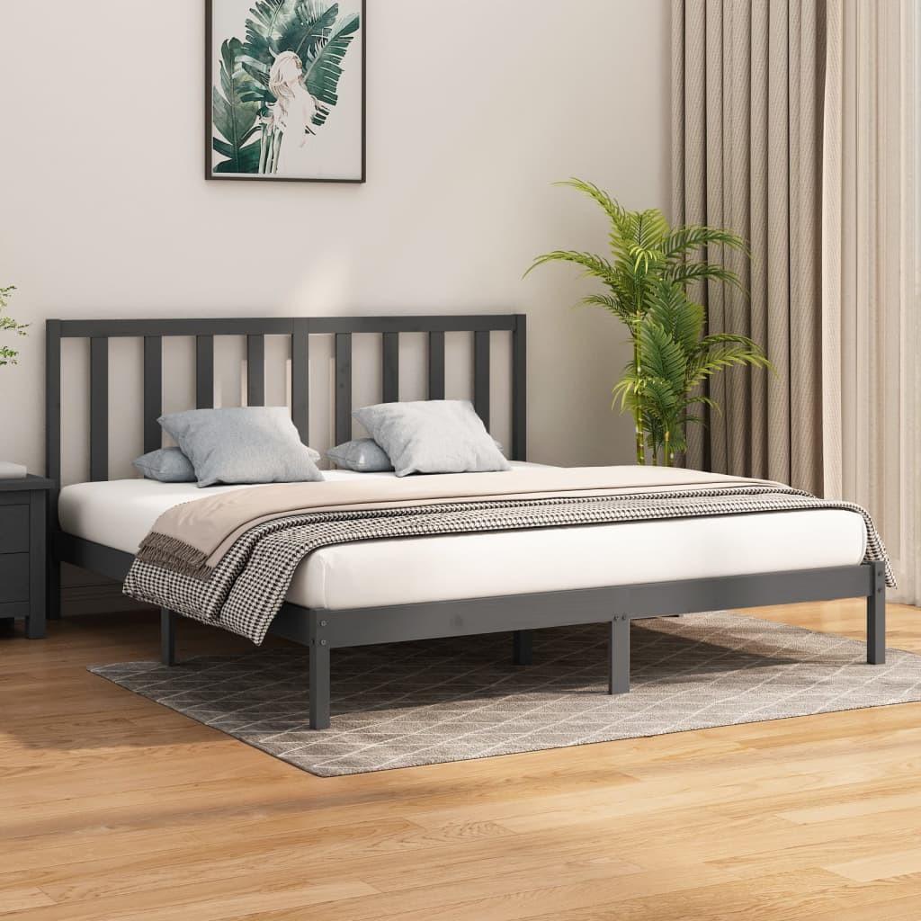 Sengestel 180x200 cm Super King massivt fyrretræ grå