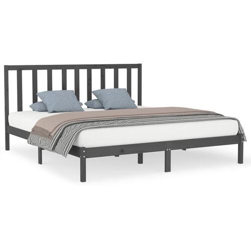 Sengestel 180x200 cm Super King massivt fyrretræ grå