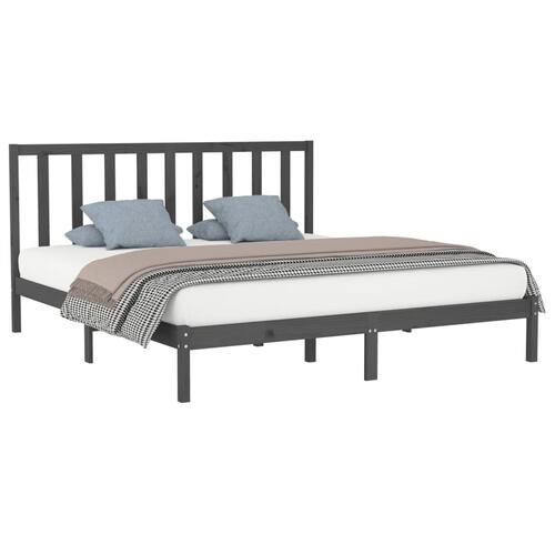 Sengestel 180x200 cm Super King massivt fyrretræ grå