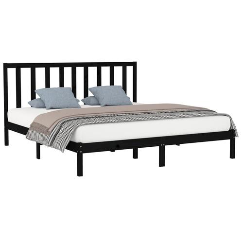 Sengestel 180x200 cm Super King massivt fyrretræ sort