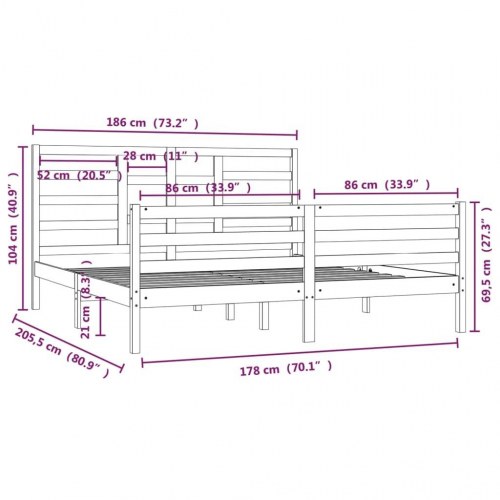 Sengeramme uden madras 180x200 cm massivt træ