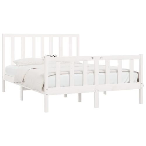 Sengeramme 160x200 cm massivt træ hvid